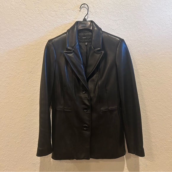Avanti Black Leather Blazer - Picture 1 of 10